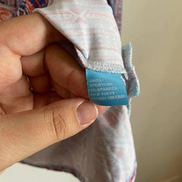 J. McLaughlin Catalina Cloth Paisley Floral Boho Tunic Top SZ XL Blue & Red EUC - Picture 4 of 9